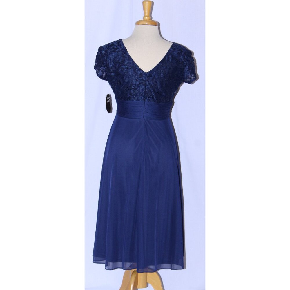 Fanny #1934 Short Chiffon & Lace Formal Dress-Size S-NAVY BLUE-NWT - Picture 3 of 7